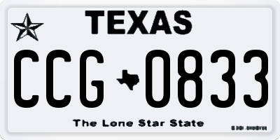 TX license plate CCG0833