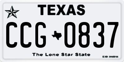 TX license plate CCG0837
