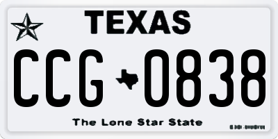 TX license plate CCG0838