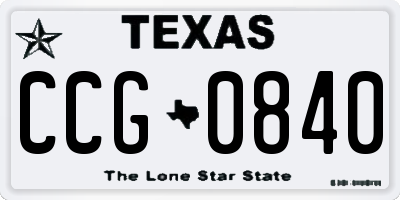 TX license plate CCG0840