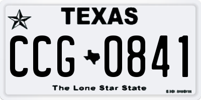 TX license plate CCG0841