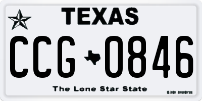 TX license plate CCG0846