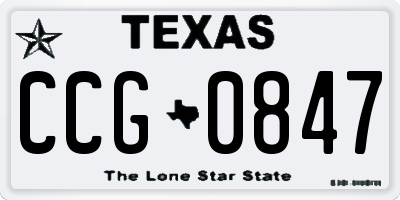TX license plate CCG0847