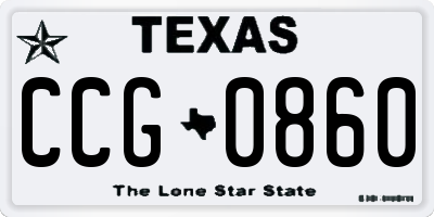 TX license plate CCG0860