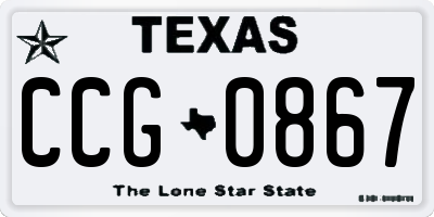 TX license plate CCG0867