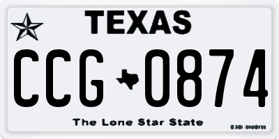 TX license plate CCG0874