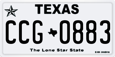 TX license plate CCG0883