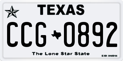 TX license plate CCG0892