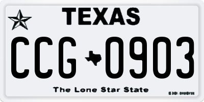 TX license plate CCG0903