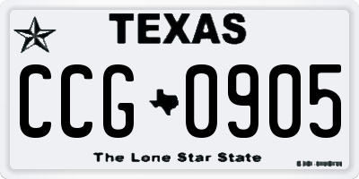 TX license plate CCG0905