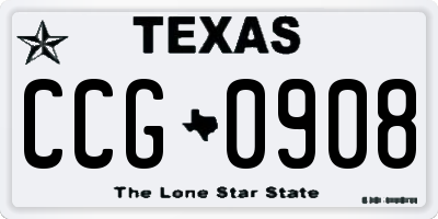 TX license plate CCG0908