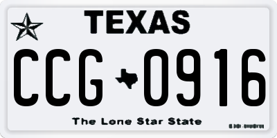 TX license plate CCG0916