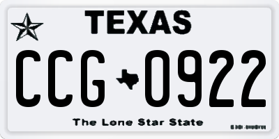 TX license plate CCG0922