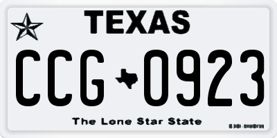 TX license plate CCG0923