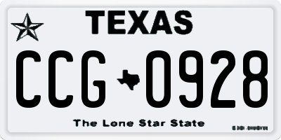 TX license plate CCG0928