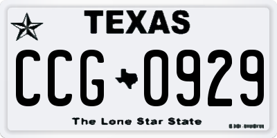 TX license plate CCG0929