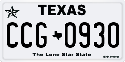 TX license plate CCG0930