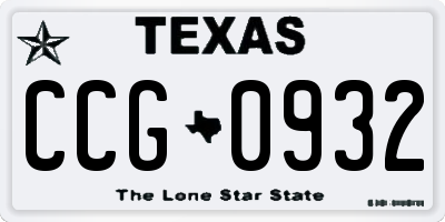 TX license plate CCG0932