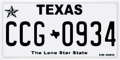 TX license plate CCG0934