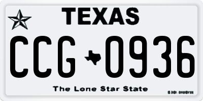 TX license plate CCG0936