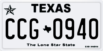 TX license plate CCG0940