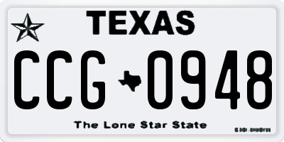 TX license plate CCG0948