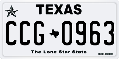 TX license plate CCG0963