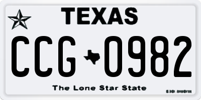 TX license plate CCG0982