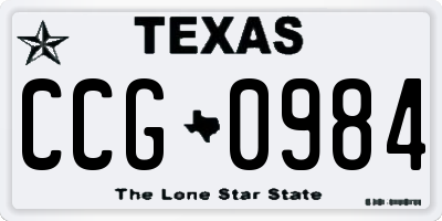 TX license plate CCG0984