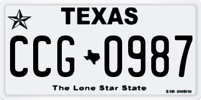 TX license plate CCG0987
