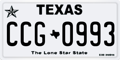 TX license plate CCG0993