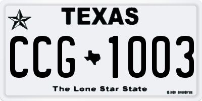 TX license plate CCG1003