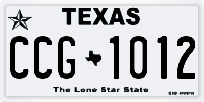 TX license plate CCG1012