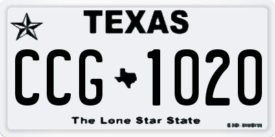 TX license plate CCG1020