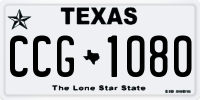 TX license plate CCG1080