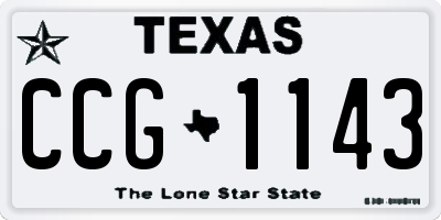 TX license plate CCG1143