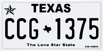 TX license plate CCG1375