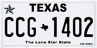 TX license plate CCG1402