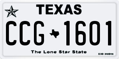TX license plate CCG1601