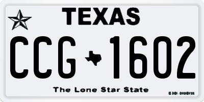 TX license plate CCG1602