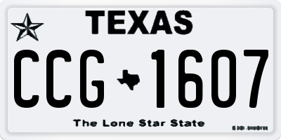 TX license plate CCG1607