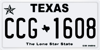TX license plate CCG1608