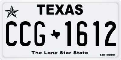 TX license plate CCG1612