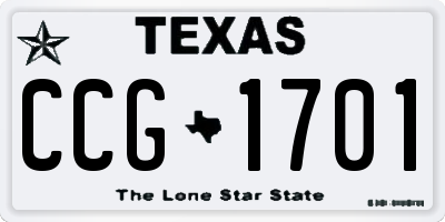 TX license plate CCG1701