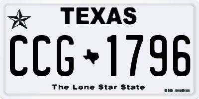 TX license plate CCG1796