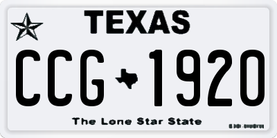 TX license plate CCG1920