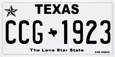 TX license plate CCG1923