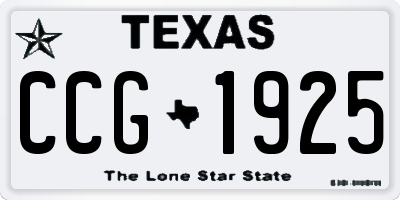 TX license plate CCG1925