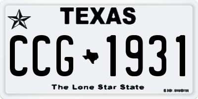 TX license plate CCG1931