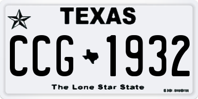 TX license plate CCG1932